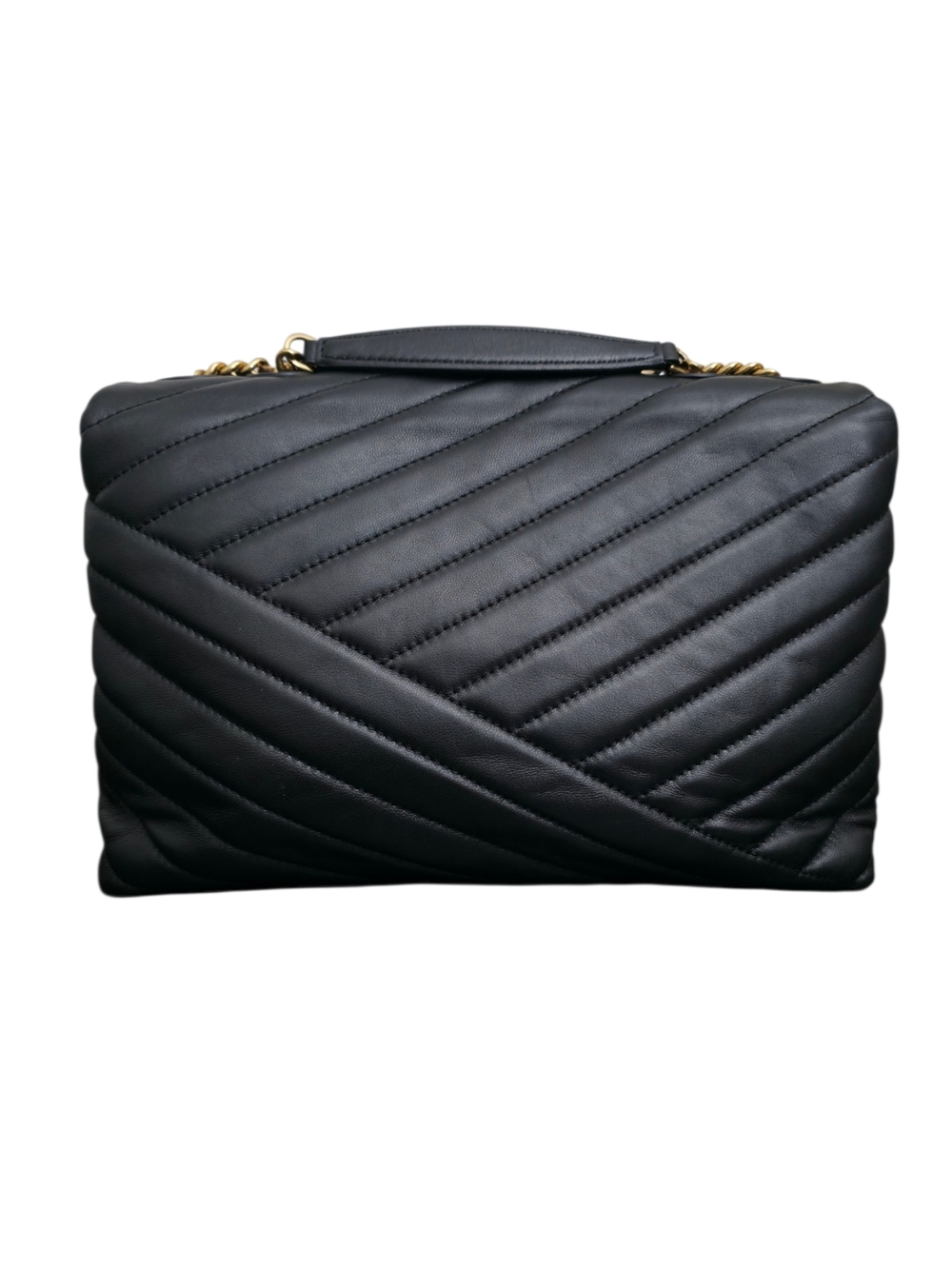 Tory Burch Kira Chevron Convertible Bag Black‎ Shoulder Chain Crossbody Leather - Picture 4 of 13